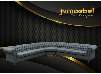 Narożnikowa kanapa Sofa Design Chesterfield Couch Włókienniczy Materiał Żywy krajobraz Obcios