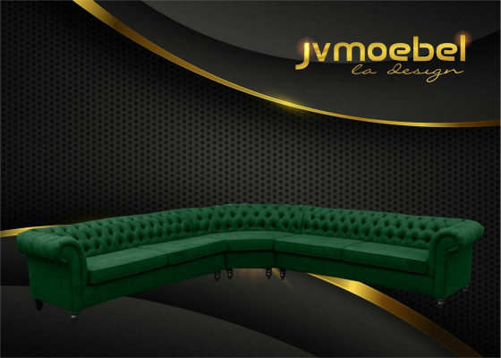 Narożnikowa kanapa Sofa Design Chesterfield Couch Włókienniczy Materiał Żywy krajobraz Obcios