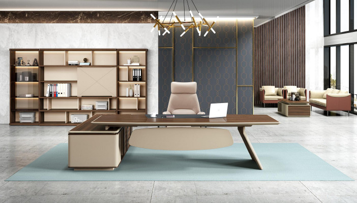 Eleganckie Biurko I Duża szafka biurowa o współczesnym designie