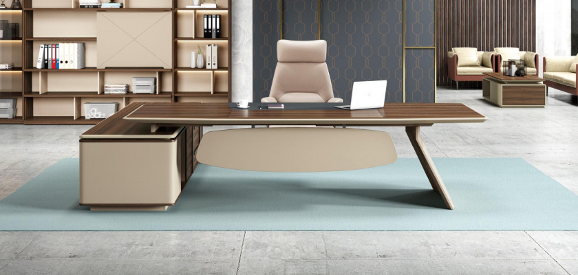 Eleganckie Biurko I Duża szafka biurowa o współczesnym designie