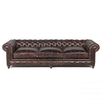 Brązowa Chesterfield Sofa Couch Podkładka Materiał Skóra Couchen Podkładka Ustawić Big XXL