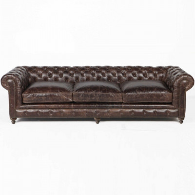 Brązowa Chesterfield Sofa Couch Podkładka Materiał Skóra Couchen Podkładka Ustawić Big XXL