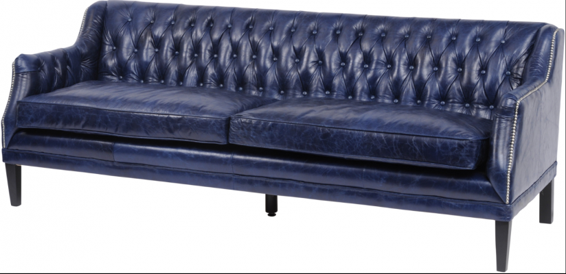 Sofa Blue Chesterfield Podkładka Materiał Skóra Couchen Ustawić 4 miejsce do siedzenia nowe
