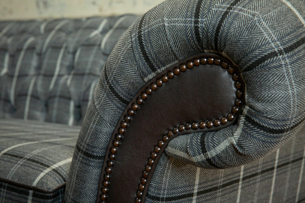 Sofa Chesterfield Trzyosobowa Podkładka Design Kanapy Sofy Ustawić Szare