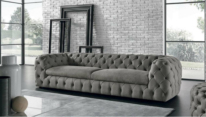 Klasyczna kanapa trzyosobowa Podkładka 3 miejsce do siedzenia Materiałowa sofa Chesterfield