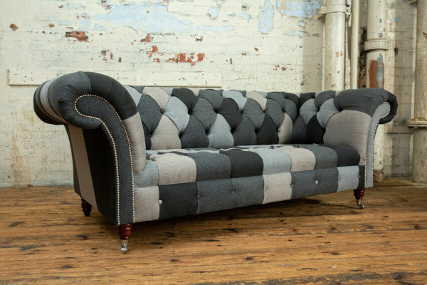 Sofa 3 miejsce do siedzenia Projekt kanapy Chesterfield Siedziba Ustawić Skórę Włókienniczą Podkładka Nowość