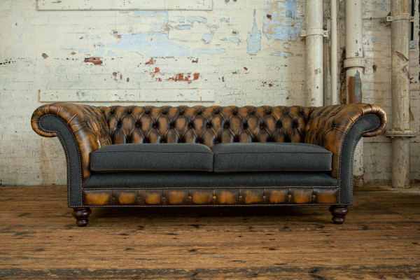 Design Zestaw Sofa Chesterfield 3 Kanapy Materiał Podkładka Skóra Trzyosobowa