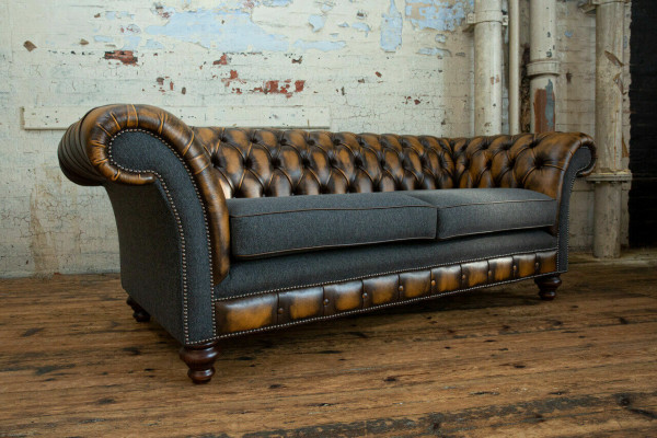 Design Zestaw Sofa Chesterfield 3 Kanapy Materiał Podkładka Skóra Trzyosobowa