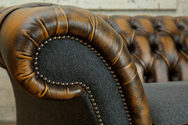 Design Zestaw Sofa Chesterfield 3 Kanapy Materiał Podkładka Skóra Trzyosobowa