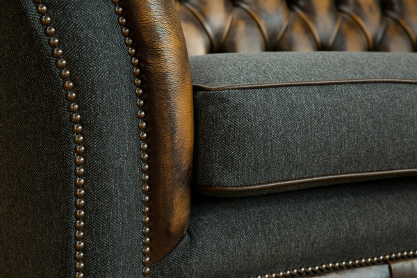 Design Zestaw Sofa Chesterfield 3 Kanapy Materiał Podkładka Skóra Trzyosobowa