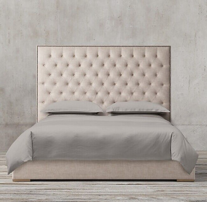 Designerskie Chesterfield Łóżko Sypialnia Włókienniczy Skóra Podkładka 140/160/180/200 cm
