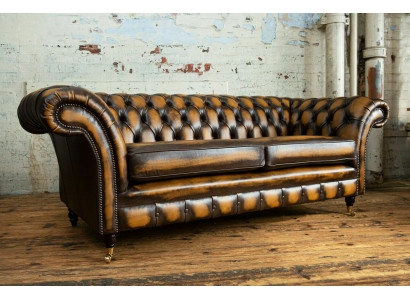 Noble Chesterfield Brown Trzyosobowa Luksusowa Podkładka Kanapy Designerskie Sofy