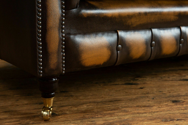 Noble Chesterfield Brown Trzyosobowa Luksusowa Podkładka Kanapy Designerskie Sofy