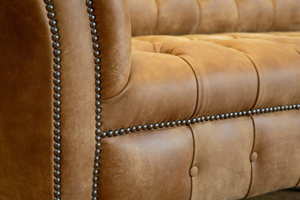 Chesterfield Brown Couch Sofa Podkładka 4 miejsce do siedzenia Kanapy Siedziba Ustawić