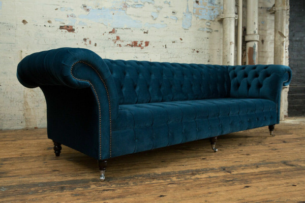 Design Chesterfield Zestaw sofowy 4 miejsce do siedzenia Material Couch Sofa Podkładka Sofy 265cm