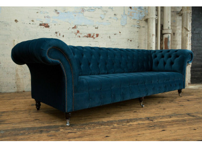 Design Chesterfield Zestaw sofowy 4 miejsce do siedzenia Material Couch Sofa Podkładka Sofy 265cm