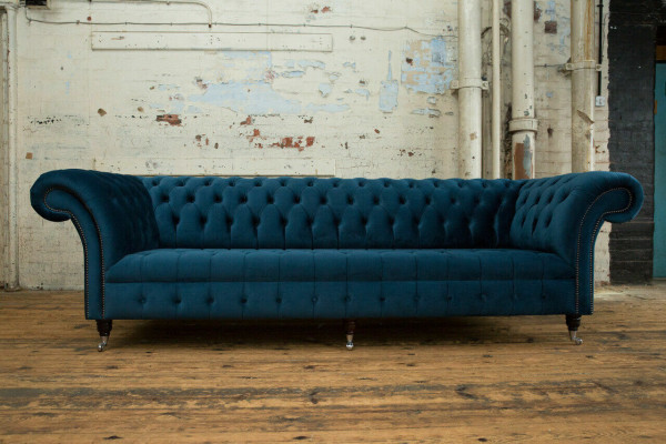Design Chesterfield Zestaw sofowy 4 miejsce do siedzenia Material Couch Sofa Podkładka Sofy 265cm