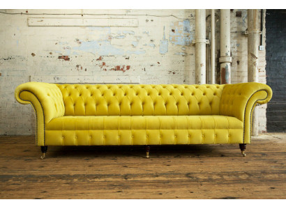 Design Sofa 4 miejsce do siedzenia Podkładka Luxury Classic Włókienniczy Chesterfield Sofas Couch
