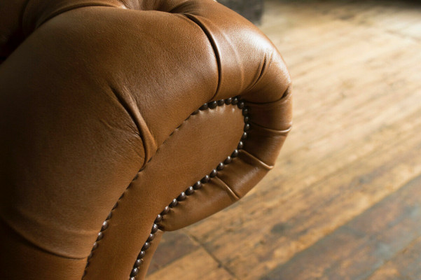 Design Chesterfield Zestaw sofowy 4 miejsce do siedzenia Sofa Skóra Podkładka Brązowa Luksusowa Sofa