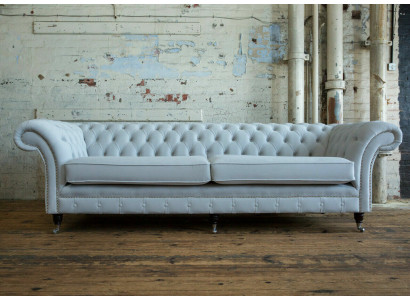 Szary Chesterfield 4 miejsce do siedzenia Podkładka Couch Modern Style Aksamit Włókienniczy Material Sofa