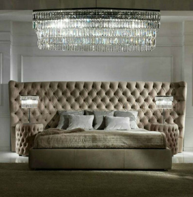 Łóżko Podkładka Luksusowe łóżko podwójne Sleep Pokój Włókienniczy Chesterfield King Size