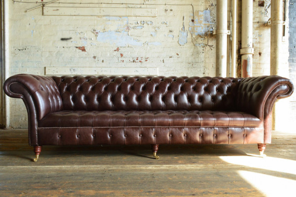 Sofa 4 miejsce do siedzenia Couch design Chesterfield Podkładka Siedziba Ustawić Skóra Włókienniczy Nowość