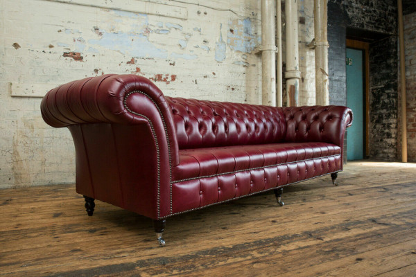 Chesterfield Design Sofa 4 miejsce do siedzenia Podkładka Luxury Classic Włókienniczy Sofy