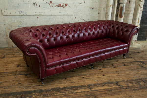 Chesterfield Design Sofa 4 miejsce do siedzenia Podkładka Luxury Classic Włókienniczy Sofy
