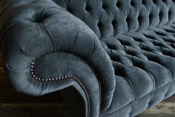 Designerska Szary Chesterfield Couch Duża Sofa 4-miejsce siedzące Podkładka Meble