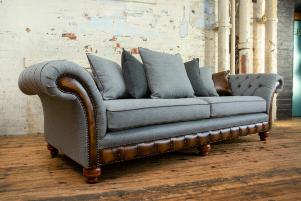Klasyczna Sofa Chesterfield Design 4 miejsce do siedzenia Podkładka Luksusowe Kanapy Włókiennicze