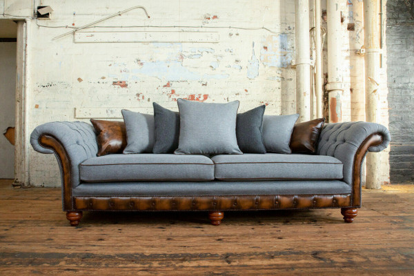 Klasyczna Sofa Chesterfield Design 4 miejsce do siedzenia Podkładka Luksusowe Kanapy Włókiennicze