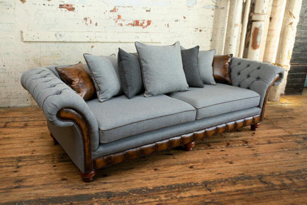Klasyczna Sofa Chesterfield Design 4 miejsce do siedzenia Podkładka Luksusowe Kanapy Włókiennicze