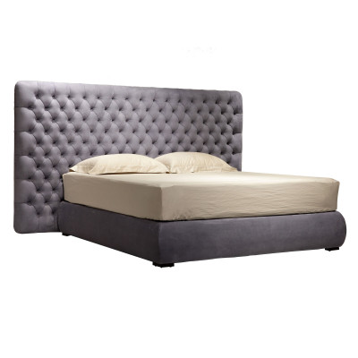 Łóżko Podkładka Design Luxury Double Hotel łóżko Pokój Chesterfield Grey Aksamit Nowe