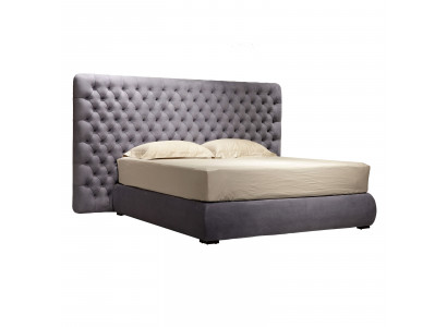Łóżko Podkładka Design Luxury Double Hotel łóżko Pokój Chesterfield Grey Aksamit Nowe
