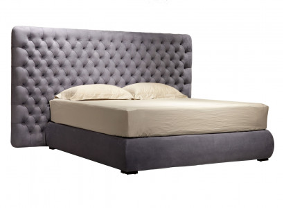 Łóżko Podkładka Design Luxury Double Hotel łóżko Pokój Chesterfield Grey Aksamit Nowe