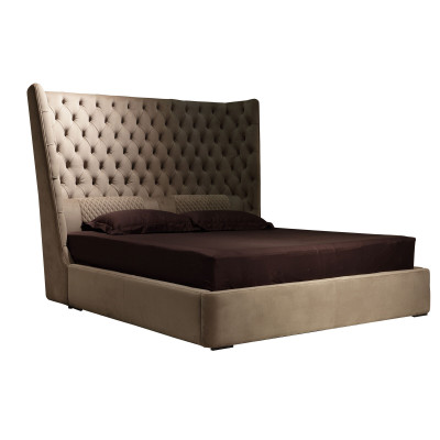 Łóżko angielskie Duże Chesterfield Podwójne łóżko Designer Hotel Aksamit Meble