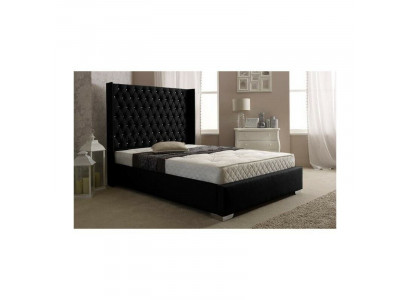 Designerskie łóżko Black Chesterfield Łóżko Sypialnia Włókienniczy Skóra
