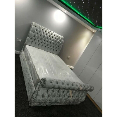 Aksamit Velvet Chesterfield Design Łóżko Rama łóżka Classic Podkładka łóżka Nowość