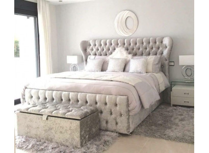Designerskie Chesterfield Łóżko Sypialnia Włókienniczy Skóra Podkładka 140/160/180/200 cm
