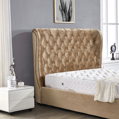 Beżowe Łóżko tapicerowane Chesterfield luksusowe łóżko Sypialnia Design