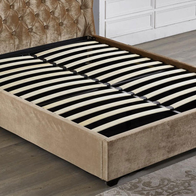 Beżowe Łóżko tapicerowane Chesterfield luksusowe łóżko Sypialnia Design