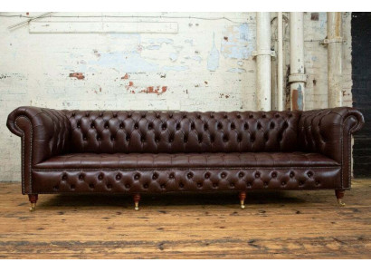 Brązowa 4-osobowa sofa Chesterfield klasyczna luksusowa barokowa sofa w stylu rokoko