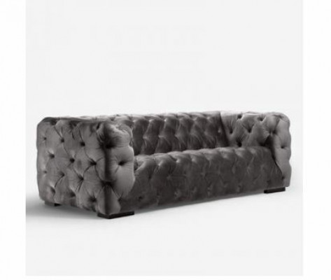 Szara Chesterfield Sofa Couch Podkładka Materiał Skóra Couchen Podkładka Ustawić