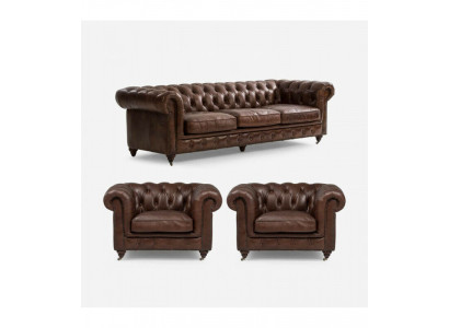 Zestaw sofowy 3+1 miejsce do siedzenia Couch Podkładka Siedziba Chesterfield Couches Włókienniczy Skóra Nowy