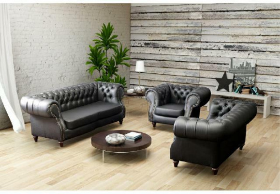 Chestefield Zestaw sofowy skórzana sofa Sofa Podkładka Ustawić Kanapa 3+2+1 Nowość