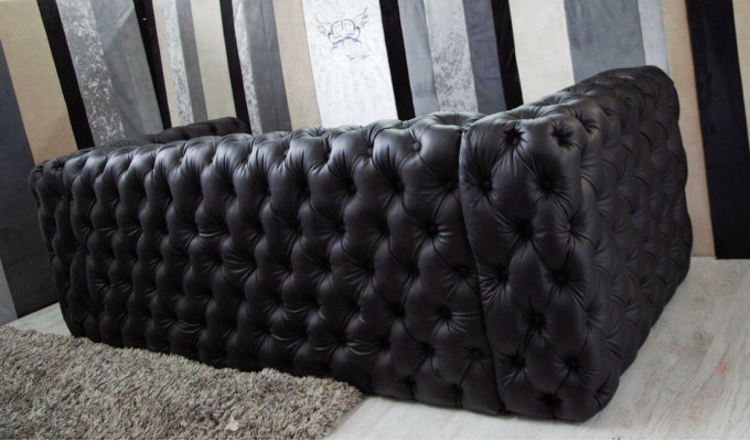 Black Chesterfield 3 miejsce do siedzenia Sofa Designer Luxury Ustaw