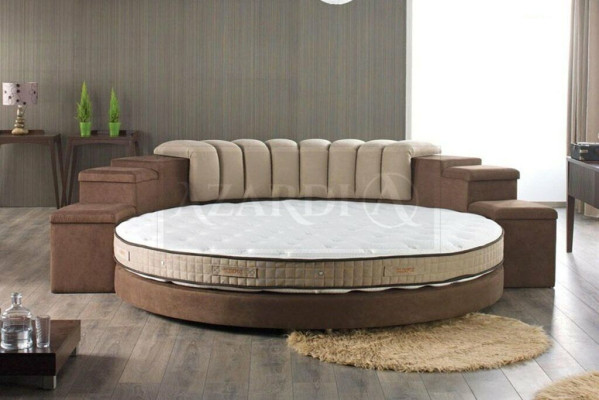 Okrągłe łóżko Okrągły Design łóżko włókiennicze Double Luxury Hotel Frame Sleeping Pokój