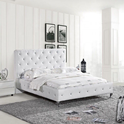 Chesterfield Designer Łóżko Sypialnia Skóra Włókienniczy Podkładka 140/160/180/200 cm