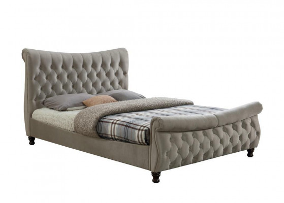 Chesterfield Włókienniczy Podkładka Łóżko Designerskie łóżka Beige Hotel Double Sypialnia