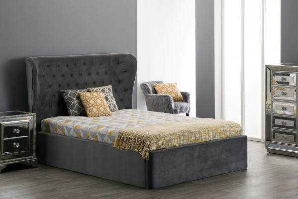 Łóżko Chesterfield Design 180x200cm Szary Sypialnia łóżko Hotel Podkładka Luxury